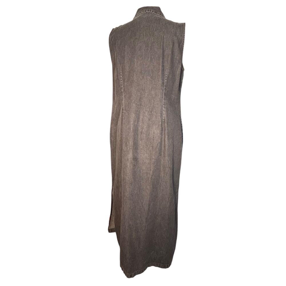 Vintage Black Denim Maxi Dress Sleeveless Button Front Grunge Modest Western - Picture 6 of 10
